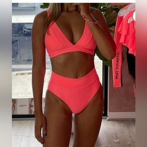 Bikini set FLUORESCENT neon coral nwt XL